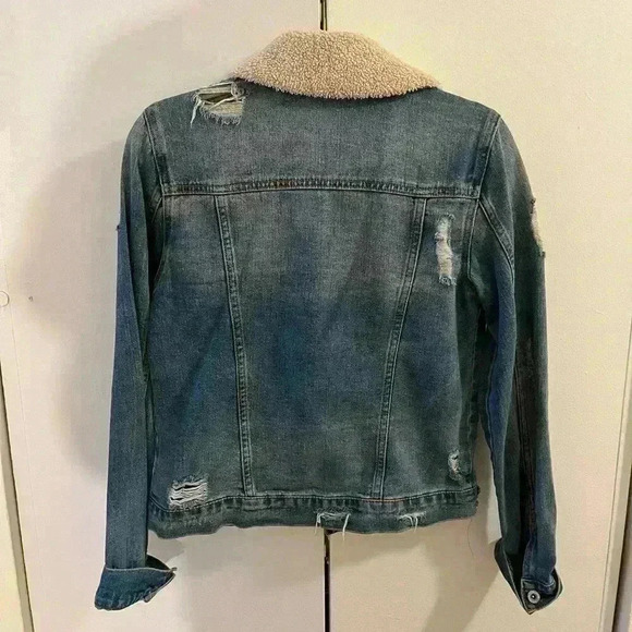 Jessica Simpson Womens Distressed Jean Jacket blue XS - Picture 6 of 6